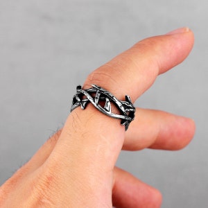 Victory Olive Branch Stainless Steel Mens Rings Punk Simple Retro for Male Boyfriend Biker Jewelry Creativity Gift