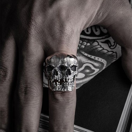 Fashion Men's Punk Skull Horns Ring Band Gothic Skeleton Party Jewelry Size 7-13 