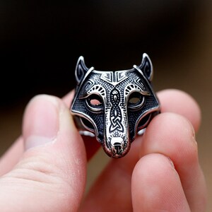 Men's Ring With Wolf Emblem Made Of 316L Stainless Steel