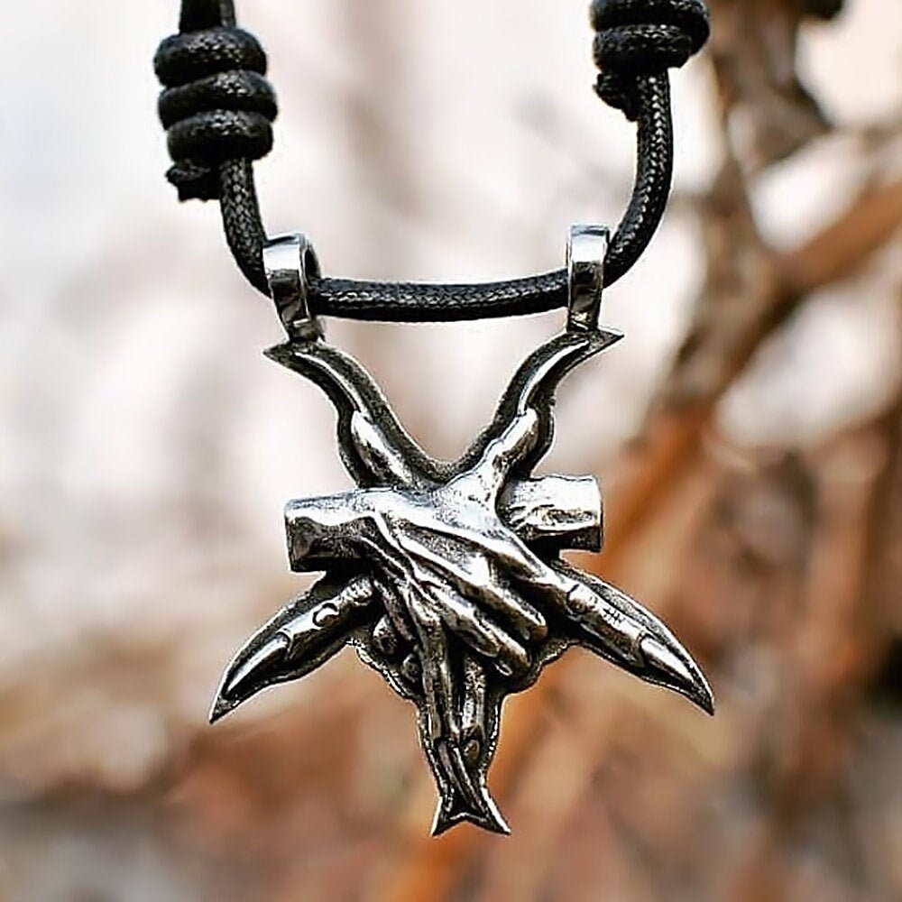 316L Stainless Steel Cult Satan Pentagram Silver Color Etsy