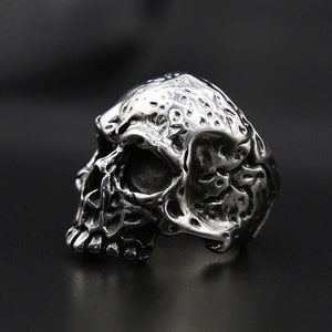 Unique Punk Gothic Skull Ring Men Women 316L Stainless Steel Biker Ring Heavy Metal Roker Jewelry Gift