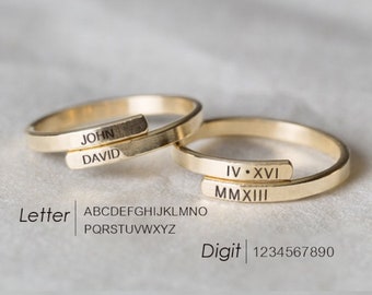 Dainty Name Ring, Personalized Name Ring, Custom Stacking Name Ring for Her, Birthday Gift, Bridesmaid, Gift For Mom, Adjustable Size