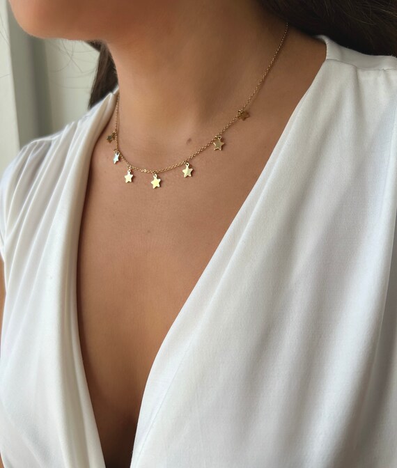 14k gold star choker on sale necklace