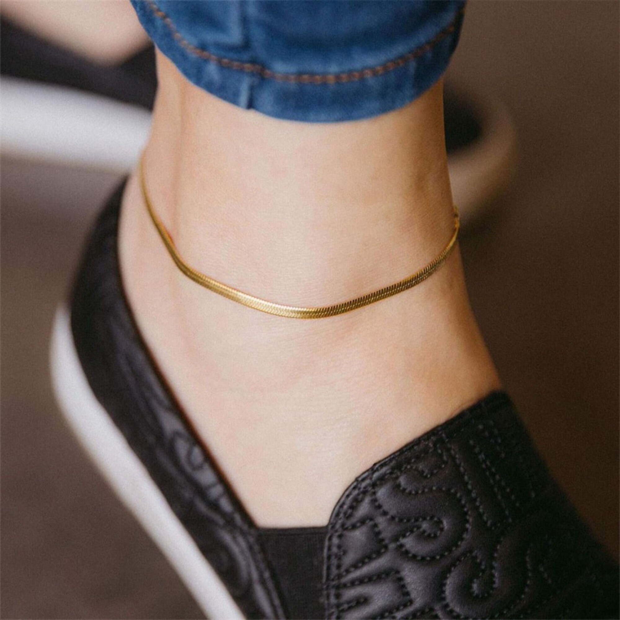 Snake Bracelet Anklet 14k Gold Handmade Jewelry Bridesmaid Etsy