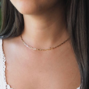 14k Gold Chain Choker Necklace Beautiful Woman Gift Handmade Jewelry Bridesmaid Necklace Statement Necklace Link Chain Choker image 2