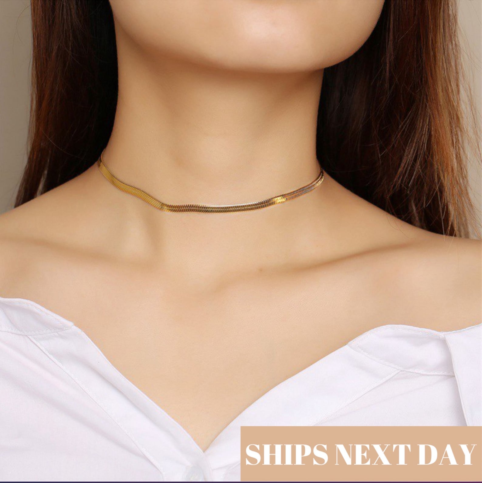 14k Gold Chain Choker Necklace Beautiful Woman Gift Etsy