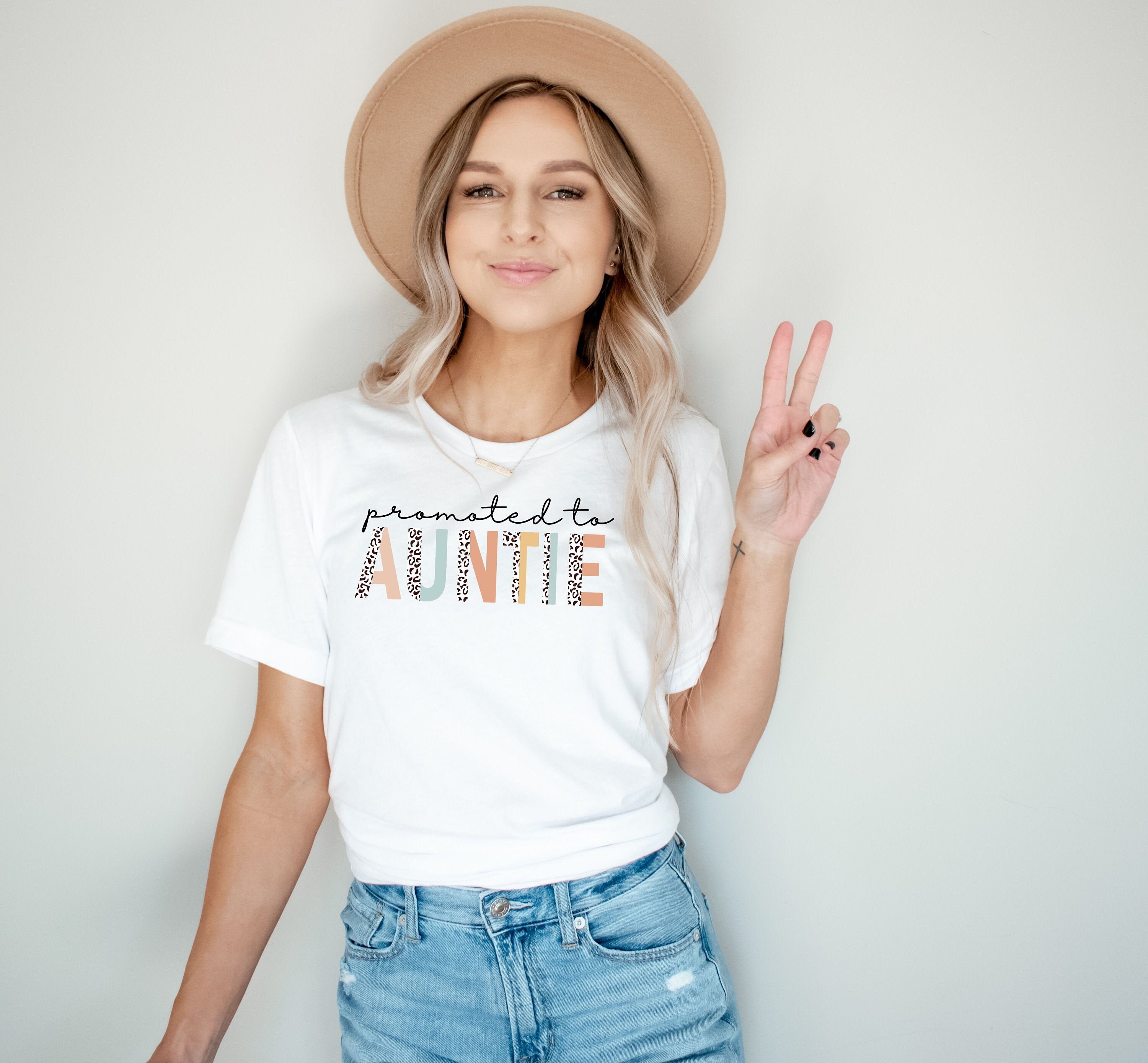 Promoted To Auntie BOHO Leopard Print Shirt | Rainbow New Auntie Shir…