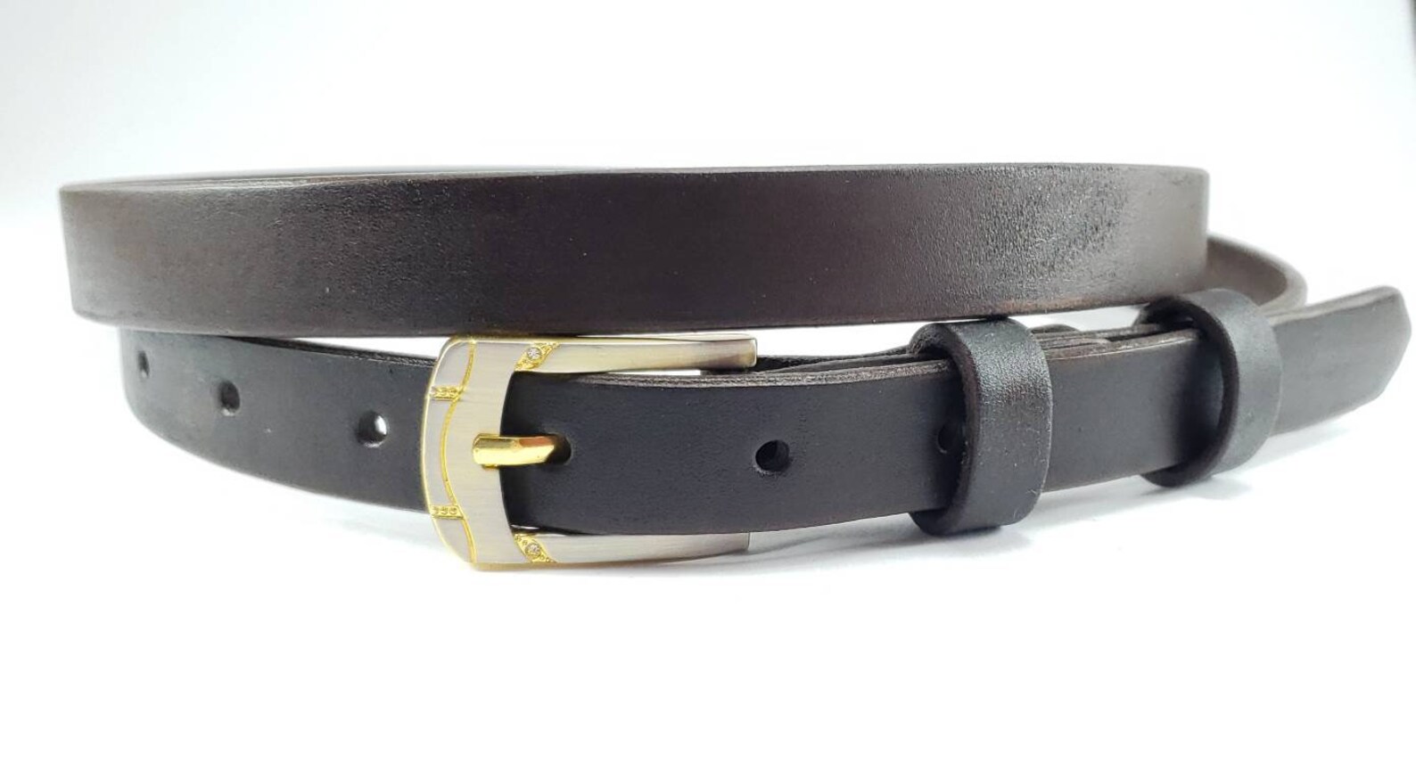 Women's dark brown leather belt | Etsy