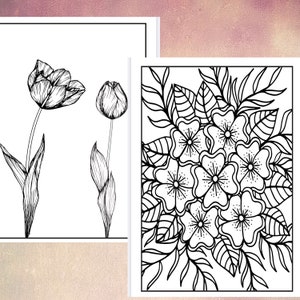 Coloring Pages | 10 Flower Bouquets | Printable Download | Floral Illustrations | Coloring Pages for Adults Kids | Line Art Drawings