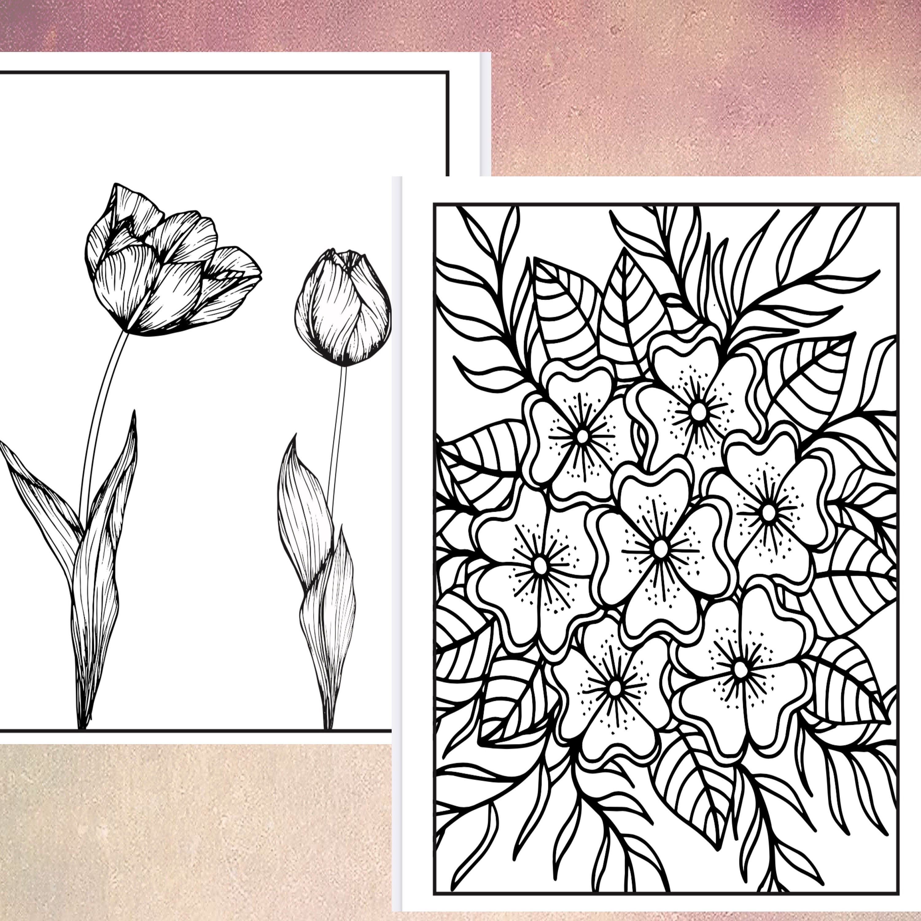 Coloring Pages | 10 Flower Bouquets | Printable Download | Floral  Illustrations | Coloring Pages for Adults Kids | Line Art Drawings - Etsy, image size:3000x3000