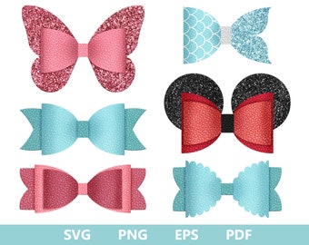 Bow Bundle SVG, Bow Collection SVG, Hair Bow Template, Bow Template, Leather Bow, Felt Bow SVG, Hair Bow Silhouette, Cricut Cut Files, pdf