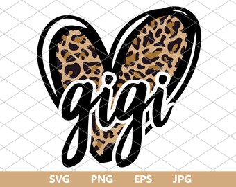 GiGi Leopard Heart svg, Heart Svg, Love svg, Cheetah svg, mimi svg, Cutting file, Leopard Pattern Svg File, svg, png, jpg, eps
