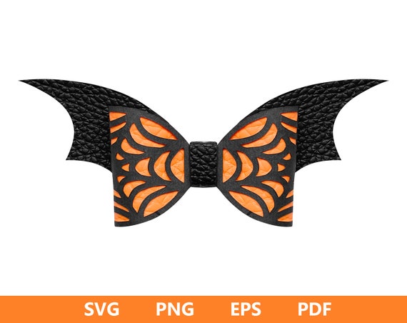 Bat Bow Template SVG, Halloween Bow SVG, Halloween Cricut SVG Bows, Bow Pattern Svg, Hair Bow Silhouette, Spiderweb Bow, Cricut Cut Files
