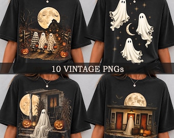 Vintage Halloween PNG Files, Spooky Ghost Shirt Design, Retro Halloween Ghost Png, Spooky Sublimation Png, Halloween Shirt Design, Digital