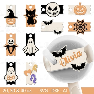 Halloween Tumbler Topper SVG, Spooky Topper Svg, Halloween Stanley Topper, Spooky Name Plate SVG, Glowforge Svg, 40/30/20 oz Tumbler Topper