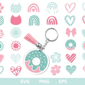 Keychain SVG stain, Donat Keychain, Key Ring Pattern SVG, Keychain Background svg, Brush Keychain svg, Paint Keychain Bundle svg png eps