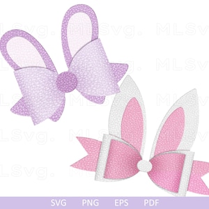 Bunny Bow Bundle SVG, Bunny Ears SVG, Modèle d’arc de cheveux, Collection d’arcs SVG, Arc de Pâques Svg, Arc en cuir, Silhouette d’arc, Fichiers coupés Cricut