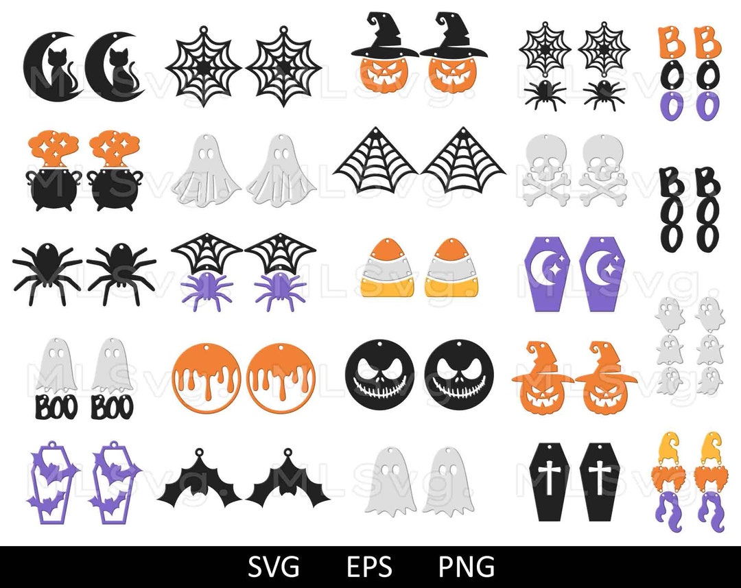 Halloween Earrings SVG, Halloween Signs Svg, Halloween Jewelry Svg
