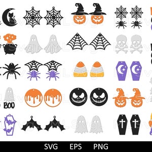 Orecchini di Halloween SVG, Segni di Halloween Svg, Gioielli di Halloween Svg, Orecchini in finta pelle SVG, Glowforge Svg, Orecchini in pelle Cricut