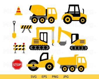 Construction Svg, Excavator Svg,Truck Bundle Svg, Crane Truck Svg, Dump Truck Svg, Construction Clipart, Cricut Excavator, Kids Svg