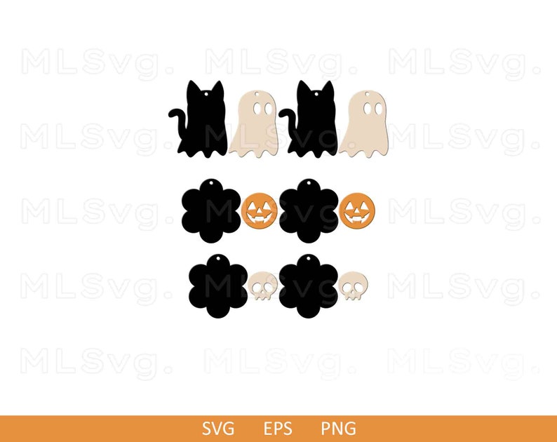 May include: A set of Halloween-themed SVG cut files featuring black cats, ghosts, pumpkins, and skulls. The files are perfect for creating crafts, decorations, and more.