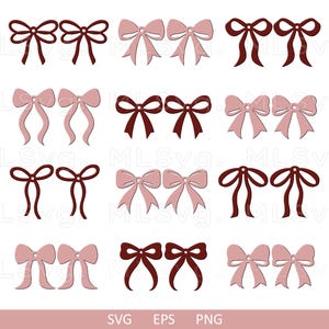 Könnte beinhalten: Set mit 12 Bogenohrring-Designs in Pink und Burgunderrot. Die Designs sind schlicht und elegant, perfekt zum Basteln.