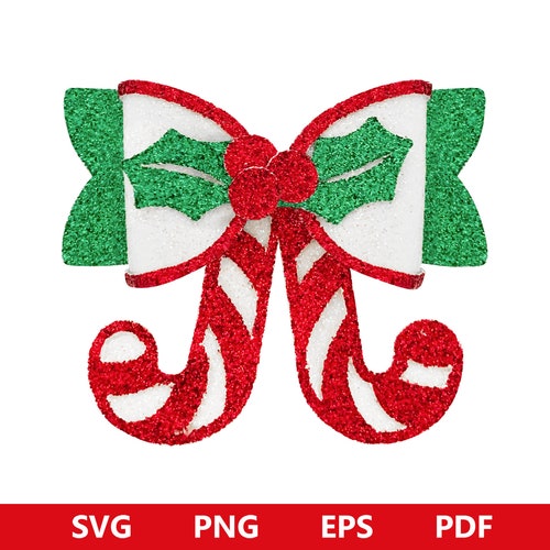 Candy Cane Bow SVG Christmas Bow Template SVG Christmas Etsy