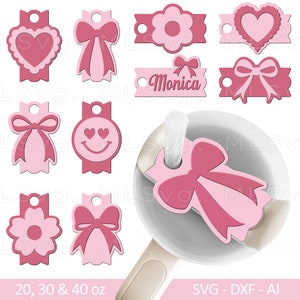 Coquette Bow Stanley Topper SVG, Stanley Name Plate Svg, Stanley Topper Svg, Bow SVG, Glowforge Svg, 40/30/20 oz Tumbler Topper