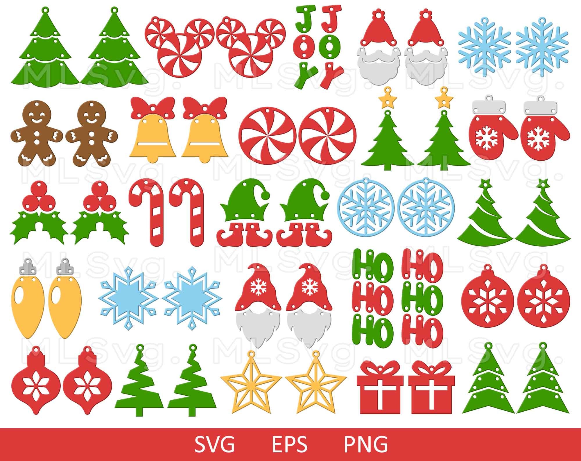Christmas Earrings Bundle SVG Earrings Bundle SVG Earring - Etsy