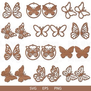 Schmetterling Ohrringe SVG Bundle, Schmetterlingsflügel SVG, Ohrringe Vorlagen, Holz Schmetterling Ohrringe SVG, Glowforge Svg, Cricut Leder Ohrringe