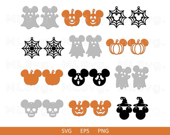 Cute Halloween Earrings SVG, Halloween Mouse Earrings Svg, Mouse Ears Svg, Faux Leather Earrings SVG, Glowforge Svg, Cricut Leather Earrings