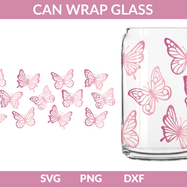 Schmetterling Dose Glas SVG, Libbey Glas SVG, Schmetterling SVG, KaffeeGlas Wrap Svg, 16oz Libbey Full Wrap Svg, Can Glass Svg, Kaffeeglas Svg