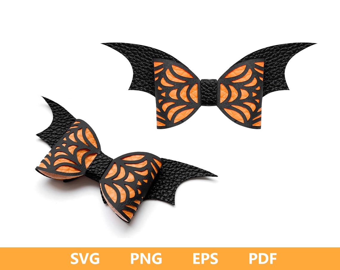 Halloween Bow Bundle SVG Bat Bow Template SVG Spiderweb Bow Etsy