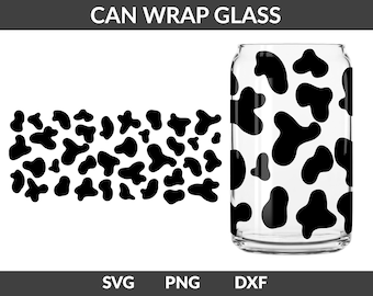 Cow Print Glass Wrap SVG, Libbey Glass SVG, Cow Print Wrap Svg, 16oz Libbey Full Wrap Svg, Can Glass Wrap, Can Glass Svg, Libbey Template