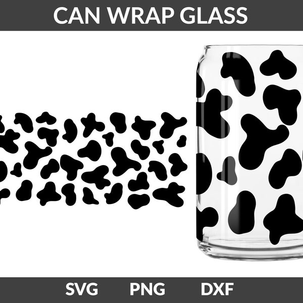 Cow Print Glass Wrap SVG, Libbey Glass SVG, Cow Print Wrap Svg, 16oz Libbey Full Wrap Svg, Can Glass Wrap, Can Glass Svg, Libbey Template