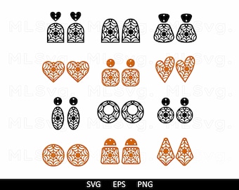 Spider Web Earrings Svg, Halloween Earrings Svg, Spider Earrings Svg, Halloween Jewelry Svg, Faux Leather Earrings Svg, Glowforge Svg