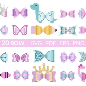 Bow Bundle SVG, Hair Bow Collection SVG, Mermaid Tail Svg, Hair Bow Template, Bow tie svg, Bow Svg, Hair Bow Silhouette, Cricut Cut Files