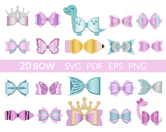 Bow Bundle SVG, Hair Bow Collection SVG, Mermaid Tail Svg, Hair Bow Template, Bow tie svg, Bow Svg, Hair Bow Silhouette, Cricut Cut Files