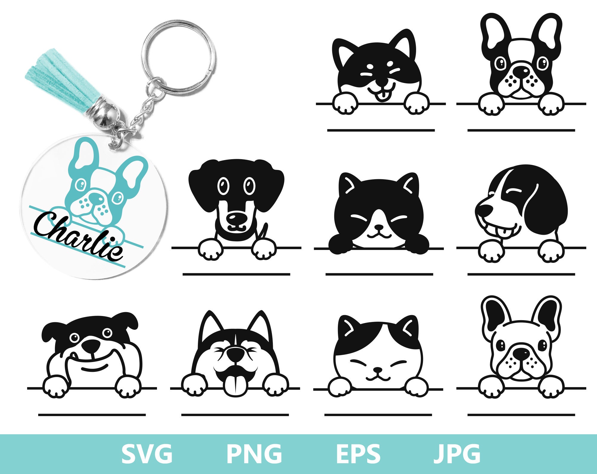 Animals Keychain SVG Dog Keychian Svg Key Ring Pattern SVG Etsy UK
