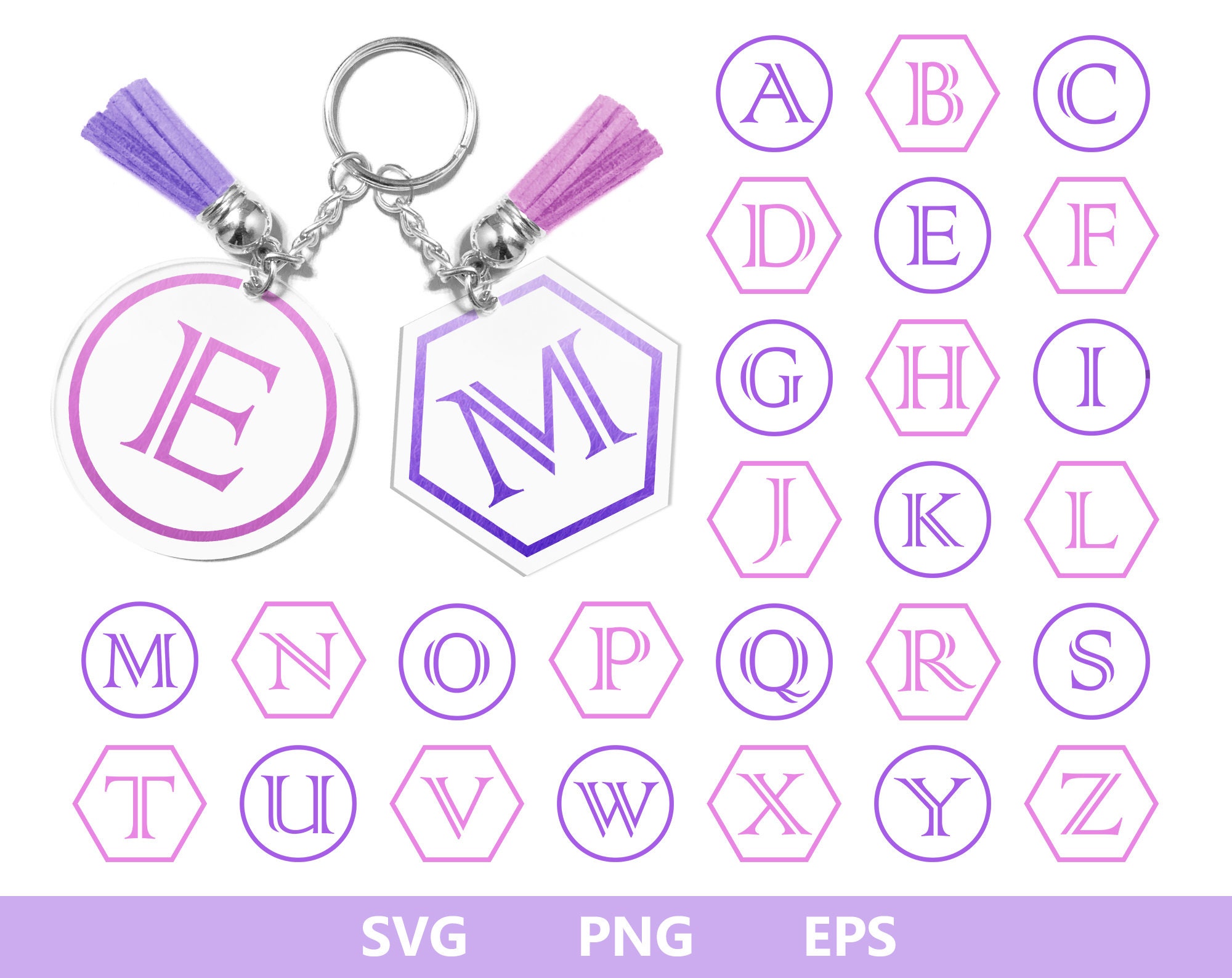 Download Monogram SVG keychain monogram svg alphabet key ring svg | Etsy