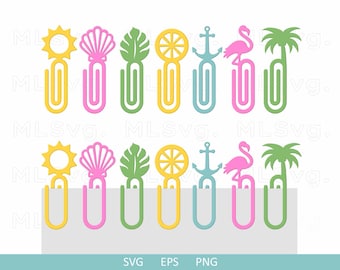 Summer Bookmark SVG Bundle, Beach Bookmark Svg, Flamingo Bookmark laser file, Summer Laser Bookmark Svg, Laser File Svg, Büroklammer Svg