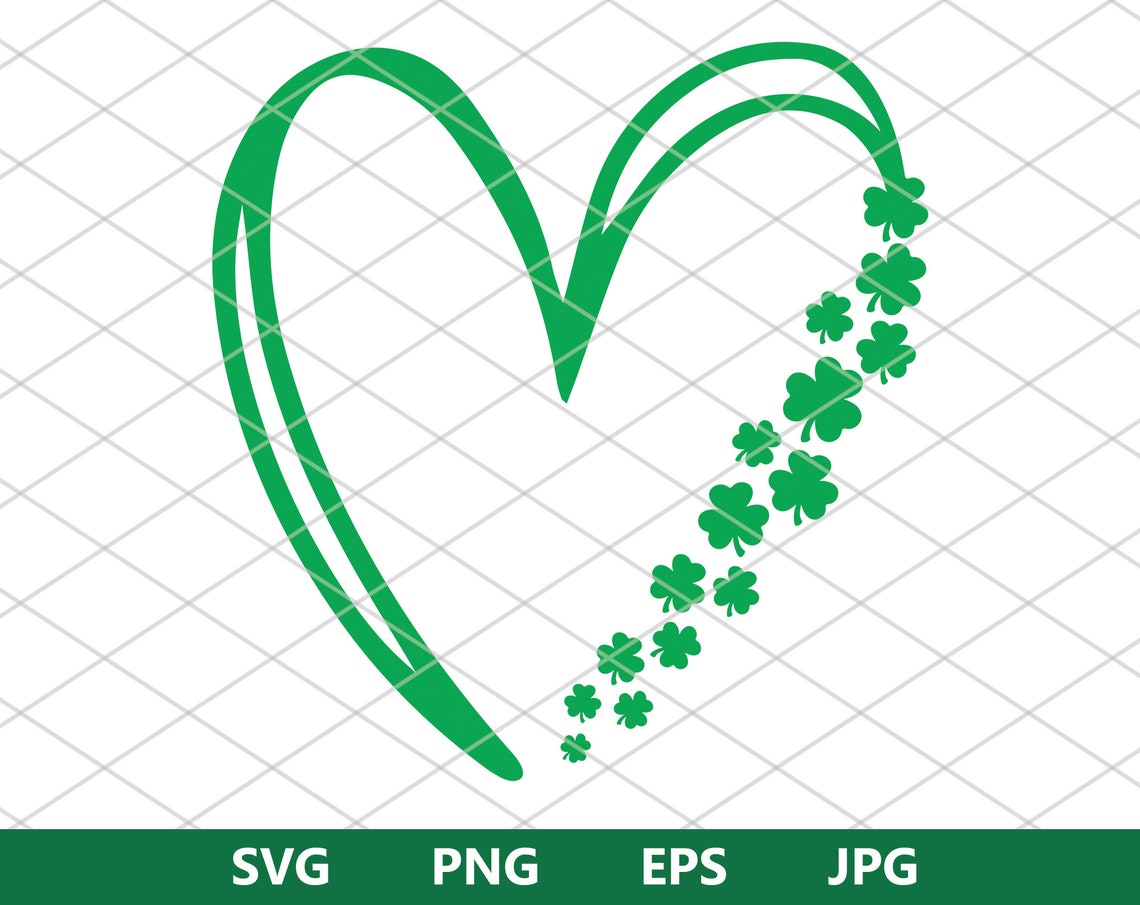 Shamrock Heart Svg St Patricks Day SVG Green Heart Svg - Etsy