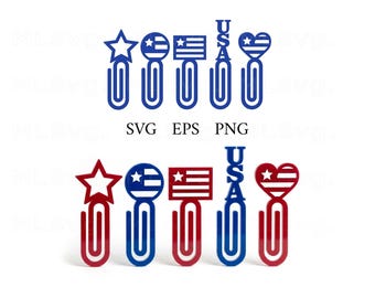 Patriotic USA Bookmark Svg Bundle, 4th of July Designs, Book Lover Laser Files, Scrap Buster SVG, 250th Anniversary 4th of July File