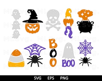 Halloween Earrings SVG, Faux Leather Earrings SVG, Pumpkin Earring SVG, Glowforge Svg, Cricut Earring, Ghost Earring, Skull Earring, Boo Svg