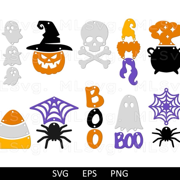 Halloween Earrings SVG, Faux Leather Earrings SVG, Pumpkin Earring SVG, Glowforge Svg, Cricut Earring, Ghost Earring, Skull Earring, Boo Svg