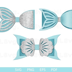 Mermaid Bow Svg, Mermaid Tail Svg, Bow Template SVG, Designs for Cricut, Leather Bow Topper, Cricut, Silhouette Cut Files, Mermaid Tail Bow
