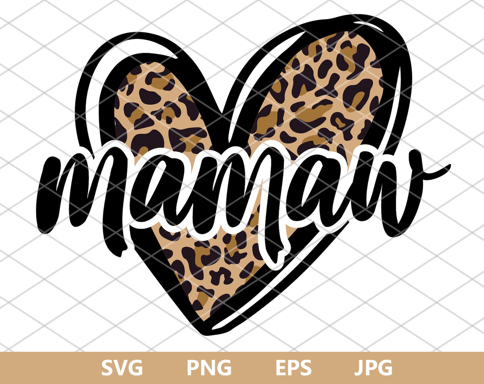 Leopard Mamaw Svg, Mother’s Day Svg, Heart Svg, Mamaw Heart SVG