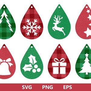 Kerst oorbellen SVG, faux lederen oorbellen SVG, kerstboom oorbel SVG, Glowforge SVG, Cricut lederen oorbellen, sneeuwvlok oorbellen