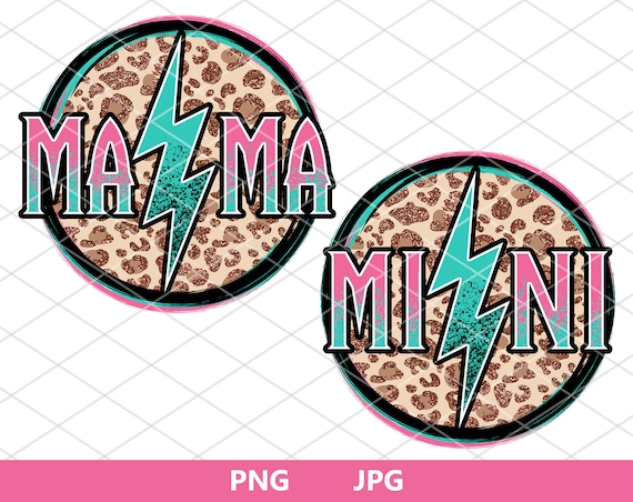 Rock Mama Mini Sublimation, Mama Mini Leopard, Sublimation Design, Mama and Mini png, Rock Mama png, Cheetah Print png, Mommy png, Lightning