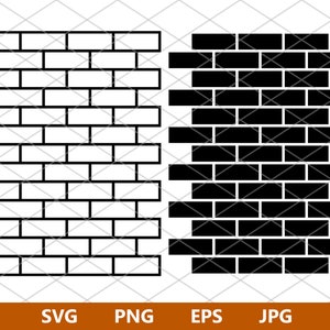 Può includere: Motivo a parete di mattoni bianchi e neri. Il design presenta un motivo ripetuto di mattoni rettangolari, con una combinazione di colori contrastanti. L'immagine include il testo "SVG", "PNG", "EPS" e "JPG" in basso.